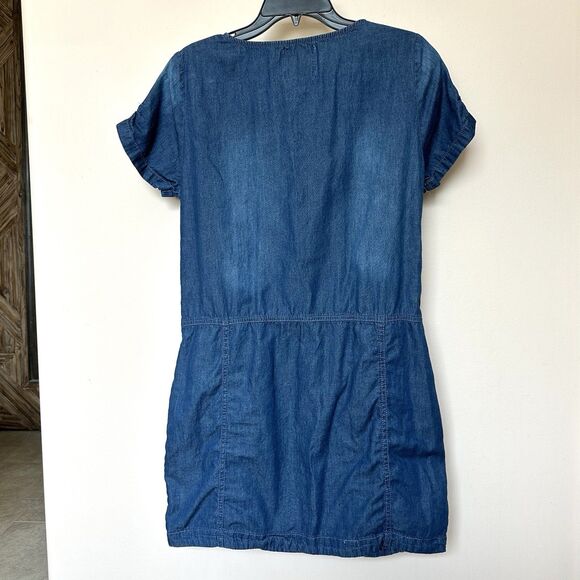Allsaints Warrior Outfitters Mini Denim Dress Lg Short Sleeve Pullover Pockets - Picture 3 of 7